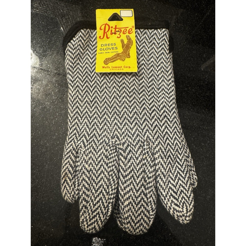 Vintage Ritzee Black Chevron Women's Dress Gloves NWT 1940s Wells Lamont Chicago